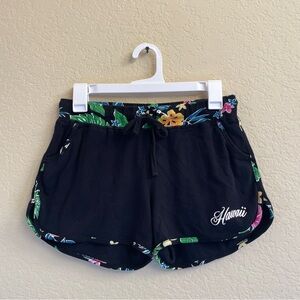 Black Floral Women's Athletic Shorts